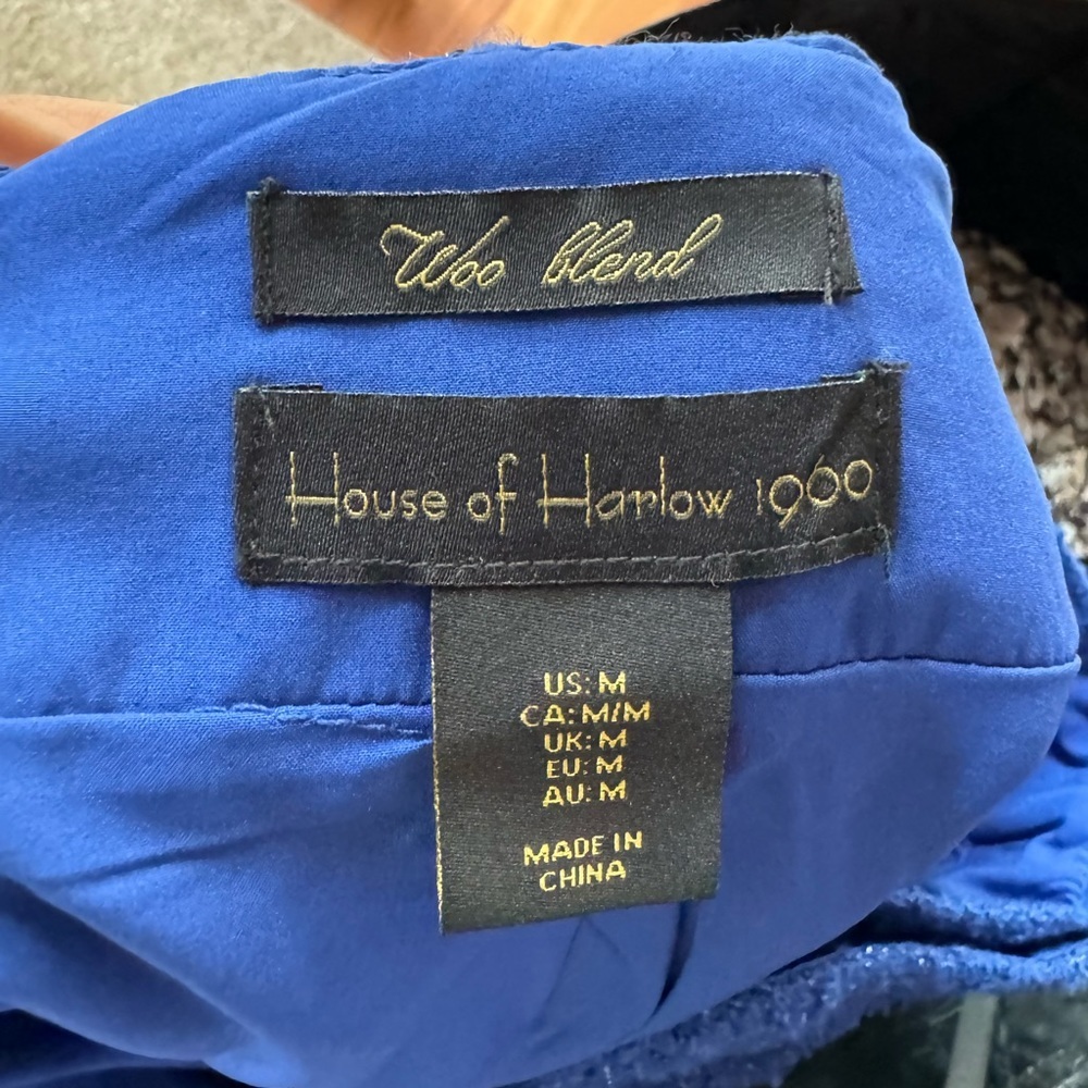 House of Harlow 1960‎ Womens 2pc Blue Wool Tweed Blazer & Skirt(Skort) Set Sz. M - Picture 6 of 16